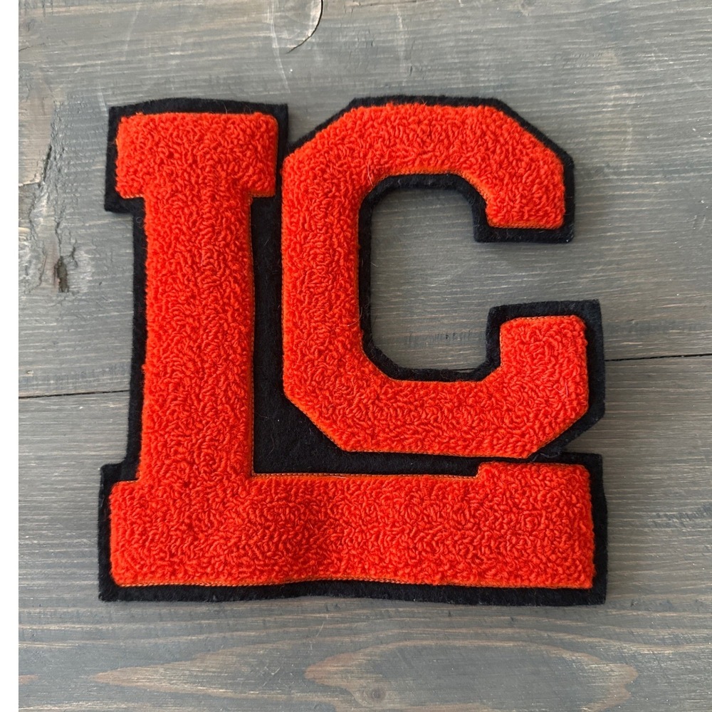 Vintage Letterman Varsity LC Chenille Felt Letter Patch Sew On Red